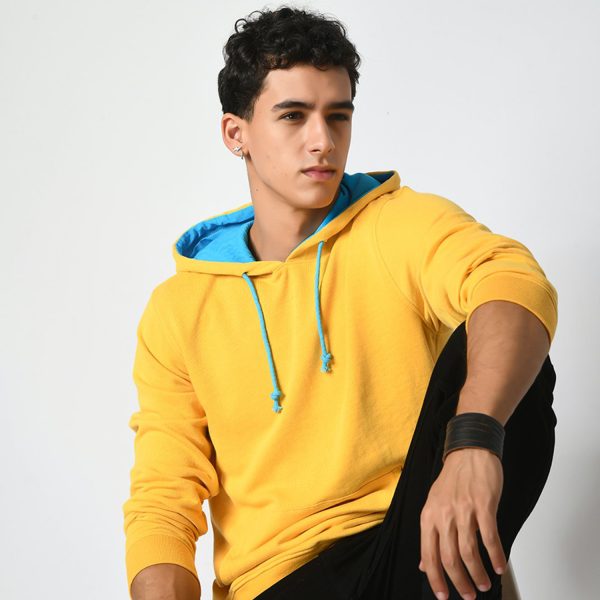 Casual Cotton Hoodie - Yellow